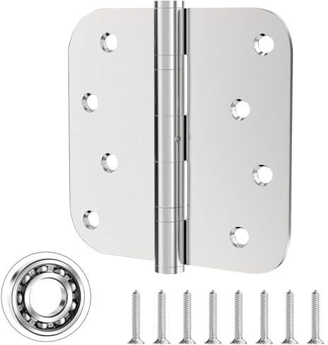 Hinges, 3 Pack Door Hinges Stainless Steel Hinges 4 Heavy Duty Hinge Ball Bearing Door Hinge with Rounded 5/8-Inch Radius Corners Thickness 3mm Hinges Heavy Duty Exterior Door Hinges