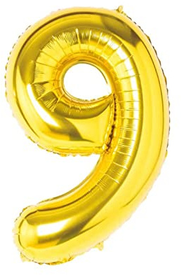 Super Mundo Globos de Cumpleaños 9 Dorado,110 CM Globo 9 Años, Globo Gigante Grande,Globo Numero 9,Decoración 9 Cumpleaños para Fiestas Niñas Niños(Número 9,Dorado,110CM)