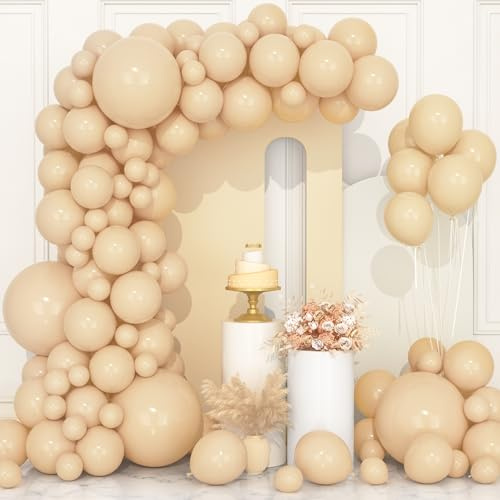 Globos Albaricoque, 106 Piezas 5 10 12 18 Pulgadas Arco Guirnalda de Globos Beige Retro con Cinta para Niñas Mujeres Hombres Fiesta de Cumpleaños Decoraciones Baby Shower Boda Aniversario San Valentín