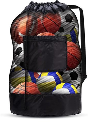 MQWDGJ Extra Große Ballnetz, Mehrzweck Sport Netztasche, Balltasche mit Kordelzug und Schultergurt Ballnetz für Fußball Basketball Fußball Volleyball Rugbyball