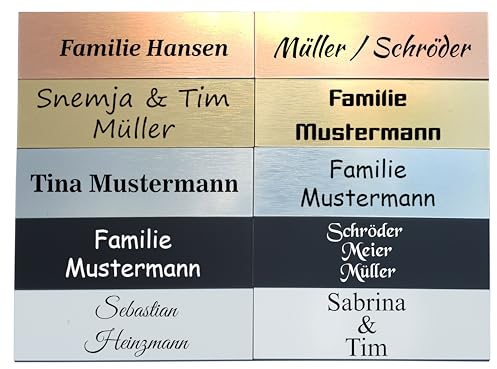 DreiDrachenLaser - Klingelschild mit Gravur - selbstklebendes Namensschild für Briefkasten oder Haustüre - Türschild personalisiert in verschiedenen Größen & Farben - Namensschilder aus Acryl