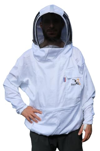 Best Bee vareuse Apiculteur en Tissu Épais et Coton de haute qualité, à enfiler, Capuche cofortable et fixe, Poches Pour Outils - Veste Apiculture anti guêpes & abeilles à enfiler (M)
