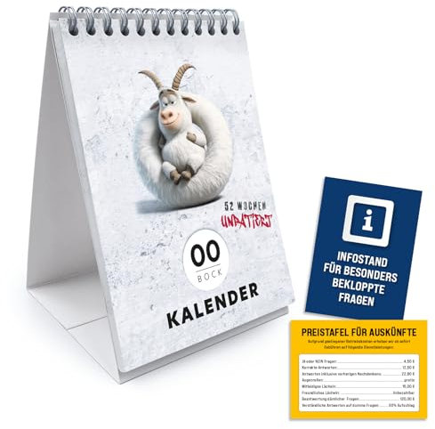 ZADAWERK® Kein Bock Kalender – Tischkalender undatiert – 52 Wochen – lustige Geschenkidee – ewiger Büro-Kalender – witzige Sprüche + 2 Bonus-Postkarten