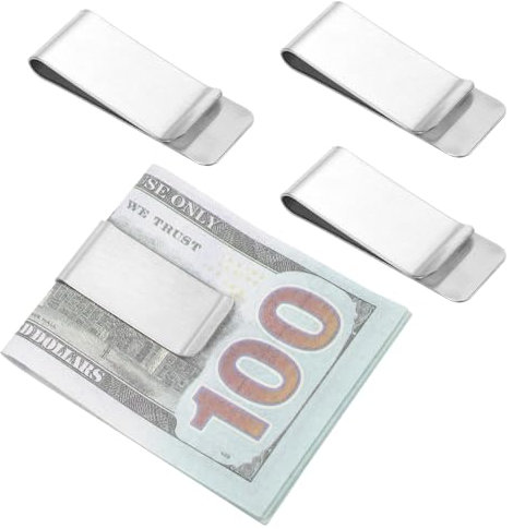 4 Stück Geldklammer Edelstahl Geldscheinklammer Money Clip Geldklammer Herren Tragbare Geldklammer Aus Metall für Geldscheine Bargeld Karten Dokumente Banknote Geldscheine Visitenkarte Kreditkarte