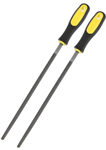 M METERXITY 2-Pack Lima Redonda De Metal 10 Pulgadas Lima De Acero De Alto Carbono Lima De Diamante Lima Manual Con Mango De PVC Para Madera/Metal/Piedra/Baldosa/DIY/Afilado