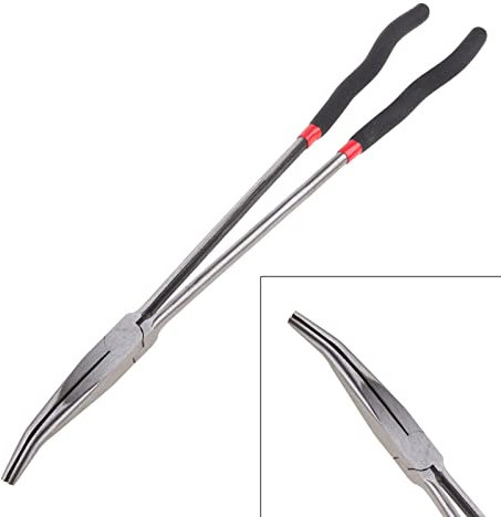 Alicates multiusos de punta de aguja curvados de 25 grados, curva de 45 grados, punta recta, alicates de mango extralargo de 16 pulgadas