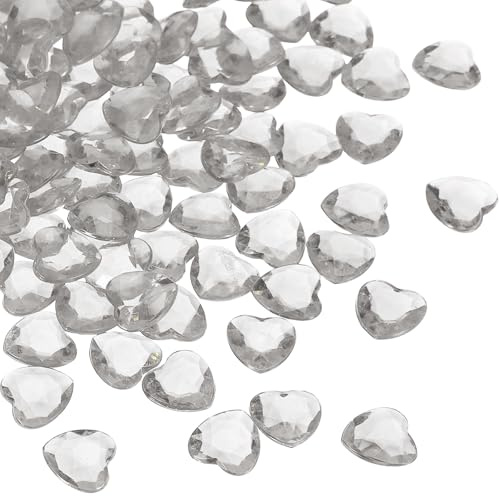 QUARKZMAN 250 Pcs Corazones Acrílico Grises, Cristales Corazón Falsos para Relleno Floreros, Corazones Decorativos para San Valentín para Esparcir En Mesas, Arte Manual para Bodas Y Fiestas