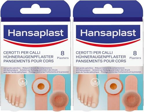 Hansaplast Cerotti per Calli, Cerotti calli piedi in gommapiuma ammortizzante, Paracalli piedi con Acido Salicilico esfoliante per una riduzione immediata dalla pressione, 1 confezione da 16 pezzi