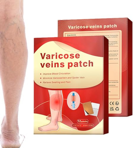 Cerotti per vene varicose, 12 pezzi, pasta per la circolazione delle gambe | per uomo e donna, rafforza la salute capillare, migliora la circolazione sanguigna e riduce il gonfiore delle gambe