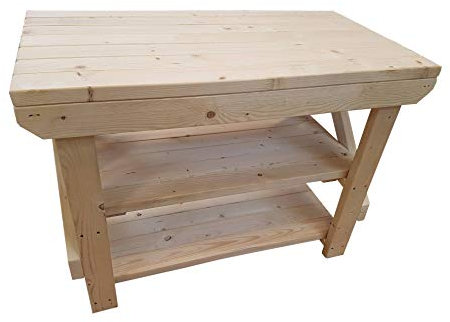 ACORN Wooden Workbench With Double Shelf - Handmade Heavy Duty Work Table - Made From Construction Grade Timber (4ft)