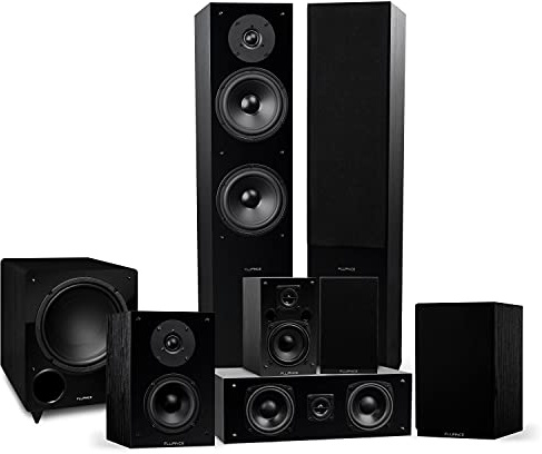 Fluance Elite High Definition Surround Sound Home Theater 7.1 Speaker System Including Floorstanding Towers, Center Channel, Surround, Rear Surround Speakers, and DB10 Subwoofer - Black Ash (SX71BR)