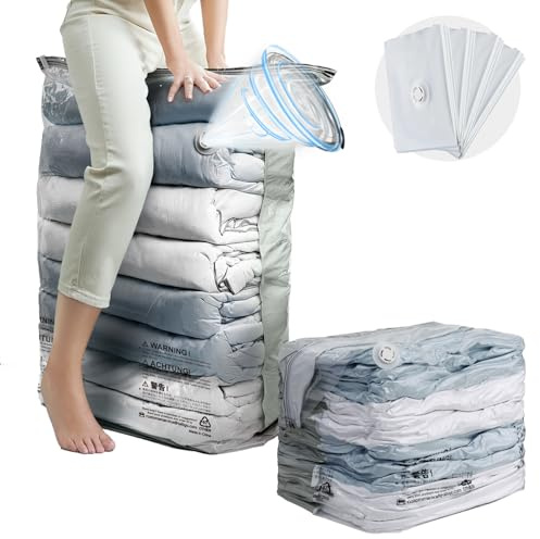 TAILI Vacuum Storage Bags 4 Pack, Jumbo Cube (31x40x15 Inch), Extra Large Vacuum Seal Bags for Clothing, Comforters, Blankets, Pillow, Bedding, Sweater, Closet Organizers, Space Saving, Cream