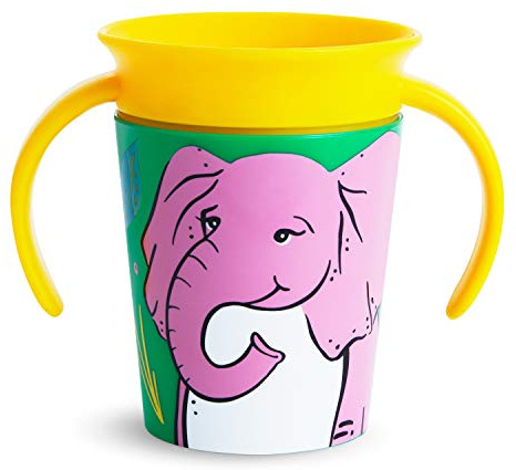 Munchkin Miracle 360° WildLove Trainer Cup| 6 oz/177 ml |Spill-Proof| BPA-Free Toddler Cup with 360° Drinking Edge - Eco-Friendly Packaging |Elephant