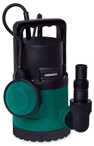 VONROC Tauchpumpe 300W - Wasserpumpe 6500l/h - Reinwasserpumpe sauberes Wasser mit Schwimmer