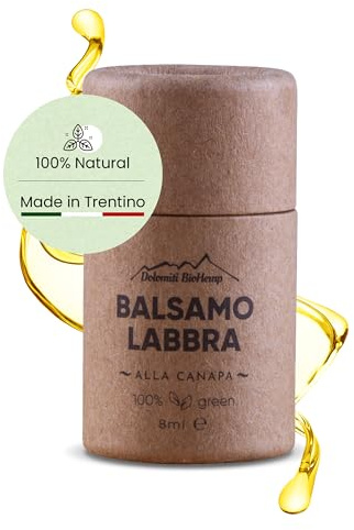 Dolomiti BioHemp Balsamo Labbra 8ml – Rimpolpante Labbra – a Base di Canapa, Made in Italy