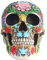 Cabeza de muerte tallada de diseño gótico,estatua de cráneo con pétalos,Adornos de halloween de cráneo de resina,Ornamento de cráneo pintado,mesa de comedor,decoración de salón (estilo 1)