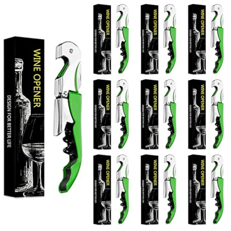 Abridor de botellas con cuchillo de camarero, abridor de botellas de vino tinto,profesional de abridor de botellas de acero inoxidable, 3 en 1 Corte de papel de cerveza (5, Verde)