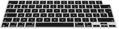 kwmobile Tangentbordsskydd kompatibelt med Apple Macbook Air 13.6 M3 2024 A3113 – AZERTY (Frankrike, Belgien) layout tangentbordsskydd silikonskal – svart