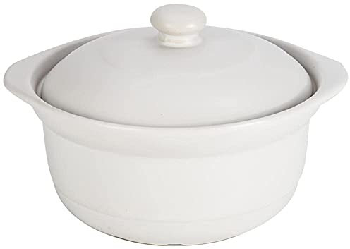 WEYFH Cazuela De Terracota Cazuela De Cerámica Olla De Barro Resistente A Altas Temperaturas con Tapa Blanca