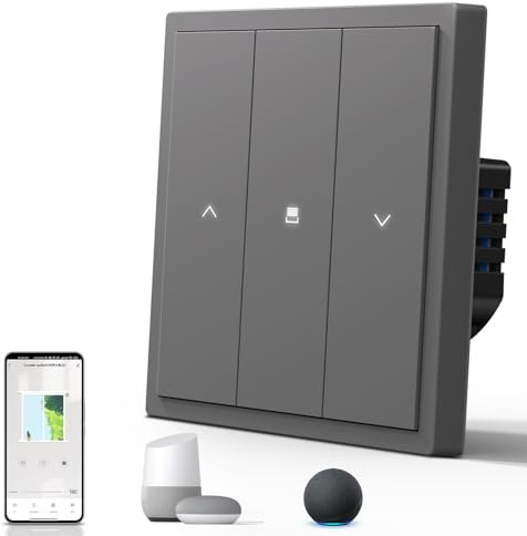 BSEED Interruptor Inteligente Mate,Control de Voz,Control de APP,Requiere Cable Neutro,1 Gang 1 Vía,Gris 86mm