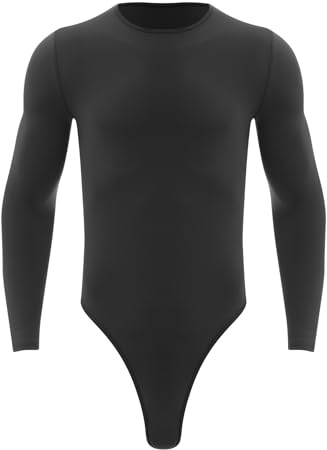 Runhomal Body String Homme Justaucorps Danse Sport Combinaison Manches Longues Bodysuit Clubwear L-XL Noir L