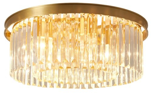 LLXDFUU Decoración del hogar Lámpara de Techo de Montaje Empotrado de Cristal de Estilo francés Lámpara montada en el Techo del Dormitorio 30 cm Lámpara de araña de Techo Redondo de Mediados de Siglo