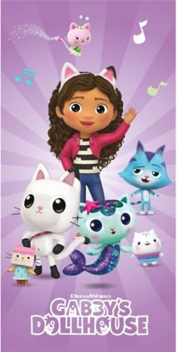 Aymax Sprl Gabby's Dollhouse Grande serviette de plage ultra douce 100 % coton pour enfants, 70 x 140 cm, natation, douche, piscine et plus encore