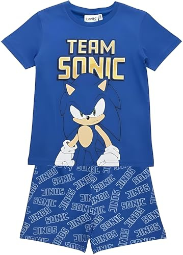 Conjunto de Pijama de Sonic The Hedgehog | Camiseta y Shorts para Niños | Pijama Completo para Niños | Sonic Ropa Cómoda para Descansar (FR/ES, Edad, 3 años, 4 años, Regular, Sonic The Hedgehog)