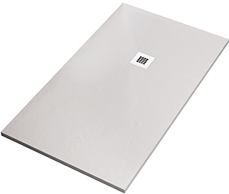 OLIMPO DOCCE - Piatto doccia bianco in marmoresina con griglia inox e Piletta Gratis - STAR PLUS - 70x140