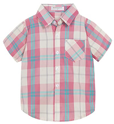 Mud Kingdom Ragazzi del Bambino Camicia a Quadri Rosa Bottone Giù Manica Corta Estate 4 Anni