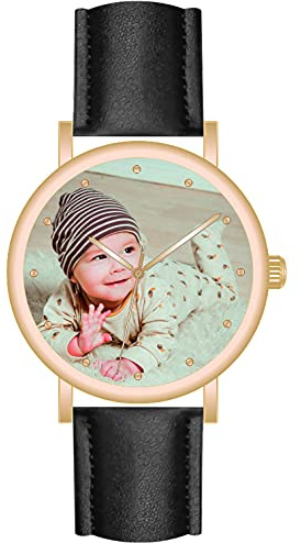 Memories Personligt armbandsur med ditt foto mode Ø 40 mm roséguld klocka för vänner och familj Made-in-Germany