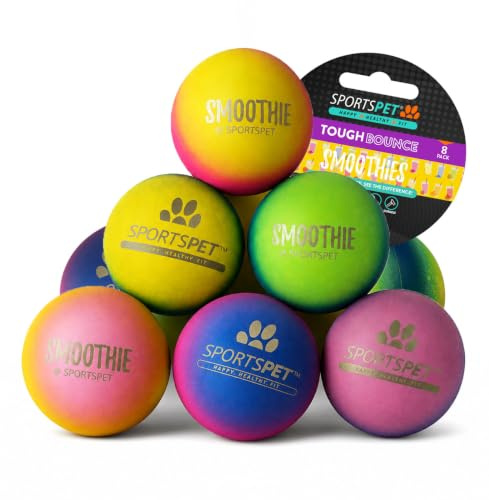 SPORTSPET Tough Bounce Summer Natural Rubber Dog Balls, PACK OF 8 (65mm)