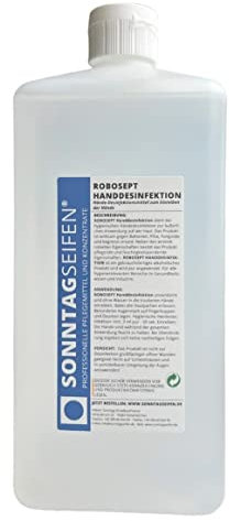 sonntagseifen Premium Händedesinfektion RoboSept, 1 l, gegen Bakterien, Pilze, Fungizide, begrenzt viruzid, pflegend und feuchtigkeitsspendend