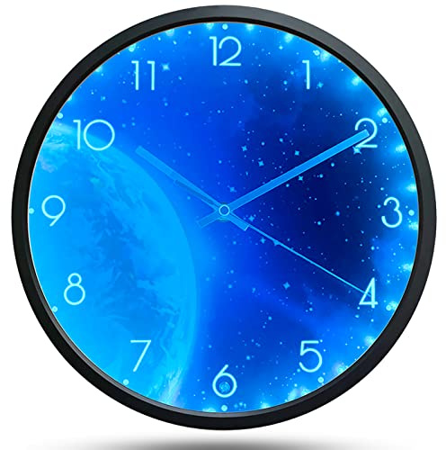 OCEST Luminous Wall Clock for Bedroom, 12 Inch Silent Battery-Operated Wall Clocks for Living Room Kitchen Large Display Night light Up Glow in the Dark Kids Boys Birthday