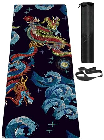 LaiEr Yogamatte, rutschfeste, umweltfreundliche Trainingsmatte mit Tragegurt, dicke Übungs- und Trainingsmatte für Yoga, Pilates und Fitness (183 cm x 61 cm x 6 mm)