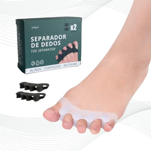 Separador Dedos Pie superpuestos (2 pares) para alineación correcta - Corrector juanetes y dedo martillo - Alivia el dolor y mejora la postura - Yoga accesorios. (Transparente)