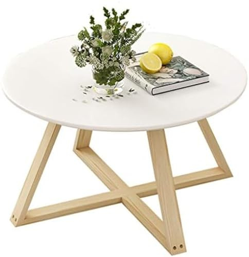 Mesa Baja de Madera, Mesa de Centro, sofá Redondo, Mesa Auxiliar, Marco de Madera Maciza geométrica Estable, diseño ergonómico, Vivir Solo, de Moda,#1,50CM x 50CM x 40CM