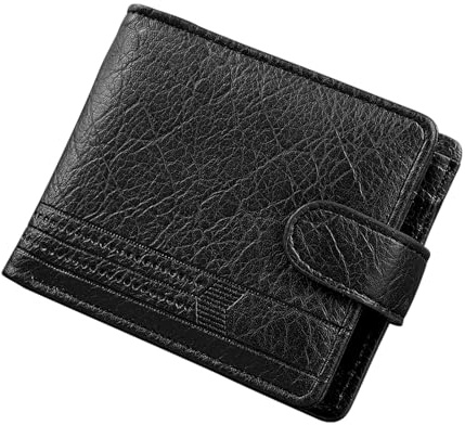 AdiStylinno Carteras para Hombre, Minimalista PU Piel Cartera con Monedero, Gran Capacidad Billetera Hombre Tarjeteroe con 7 Ranuras para Tarjetas, 2 Ranuras para Efectivo,1 Bolsillo de Moneda (Negro)