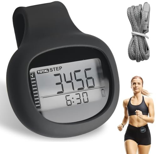 GOMETY Contapassi 3D con Clip, Contapassi Digitale Portatile, Contapassi Preciso, Senza App e Cellulare, Ideale per Camminare (Regolabile)