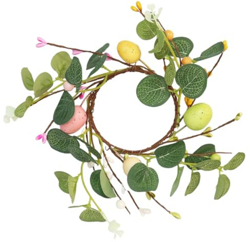 HYTROVE Ghirlanda Di Candele Pasquale Con Uova Colorate Centrotavola Decorativo Per Feste e Matrimoni Ghirlanda Di Eucalipto Realistica Per Decorazioni Primaverili e Festività