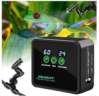 Bacxzomx Nebulizzazione Terrario Rettili, Umidificatore per Terrario Rettili con Timer e Ugelli a 360°, Sistema di Nebulizzazione Intelligente per Rettili Anfibi Piante Tropicali