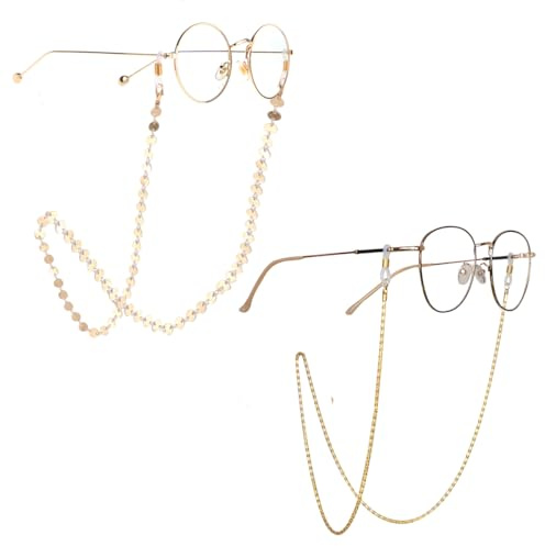 2 Pezzi Catena di Occhial, Catena Occhiali da Antiscivolo, Catena Elegante, Catena di Occhiali Metallo