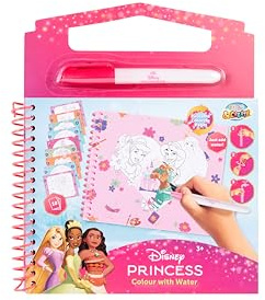 Disney Princess - Livre de coloriage magique réutilisable pour enfants, coloriage avec jeu d'eau, peinture propre et amusante sans couleur, pages de coloriage magiques avec brosse de réservoir d'eau