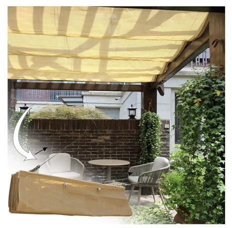 Utdragbar pergola baldakin för trädgård, terrass, strand, paviljong, grillpaviljong, 2,8 m x 14 m, mångsidig spaljélösning för utomhusliv