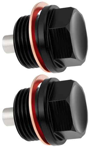Be In Your Mind 2 tapones magnéticos M20 x 1.5 con juntas, tapón de drenaje de aceite para automóviles y motocicletas, color negro