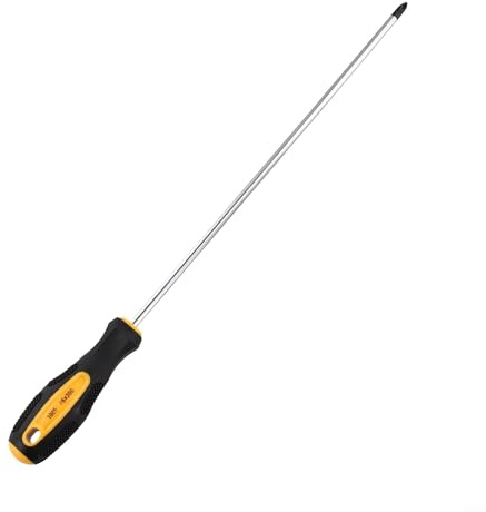 30 cm (12 tum) extra lång magnetisk slitsad och korsskruvmejselsats med kromvanadin-stålskaft och ergonomiskt gummihandtag för exakt arbete i svåråtkomliga områden (korsskruvmejsel)