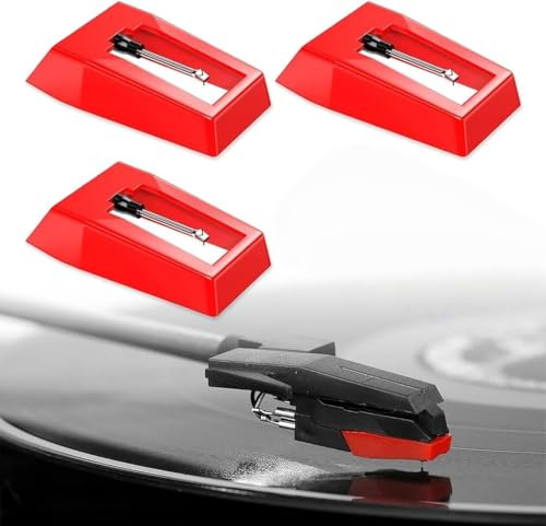 QHFlashbuy Aguja para Tocadiscos 3 Piezas Repuesto Para Tocadiscos,Repuesto Universal para Fonógrafo,Aguja de Diamante para Tocadiscos para la Mayoría Tocadiscos de Vinilo,Fonógrafo