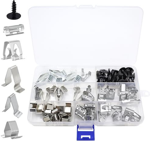 MIPIACE Set di 100 Clip Metalliche Auto Fermaglio per Cruscotti in Metallo Generale Clip di Fissaggio Interno del Cruscotto per la Maggior Parte Delle Clip Metalliche con VW Seat Skoda