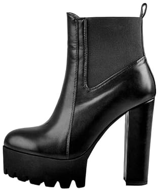 Only maker Cómodas botas elásticas con plataforma Botines con suela de perfil, Poliuretano negro., 42 EU