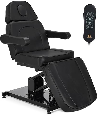 BarberPub 3 Motor Fully Electric Beauty Bed with Remote Control, Adjustable Multi-Functional Massage Table, Heavy Duty Salon Tattoo Bed, Lash Bed for Spa, Facial, Waxing 2782 (Black) | 76 in long, height 44.5-54 in, 400 lbs, PVC leather, thick cushion, remote control, iron base, esthetician spa tattoo use